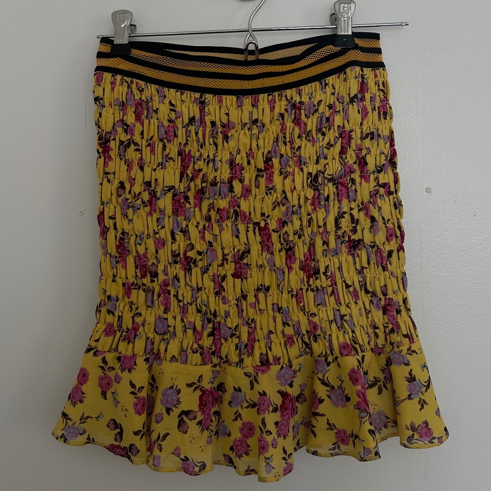 For Love & Lemons Floral Silk Mini Skirt Size XS